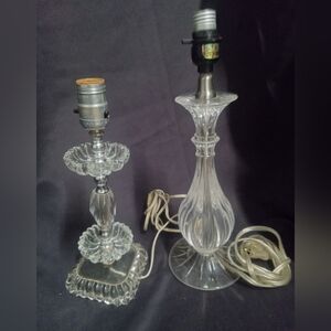 Vtg Glass Table Lamps - Set of 2 Mid-Century Hobnail & Laura Ashley Mock Crystal